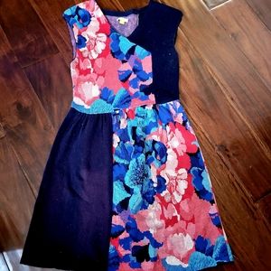 Anthropologie Leifsdottir Jacquard Silk/Cotton Blend Floral Sweater Dress